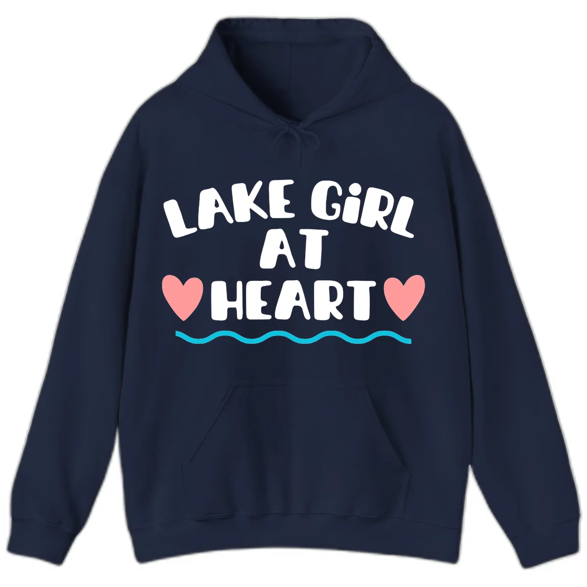 Lake Girl At Heart Design Hoodie in Navy