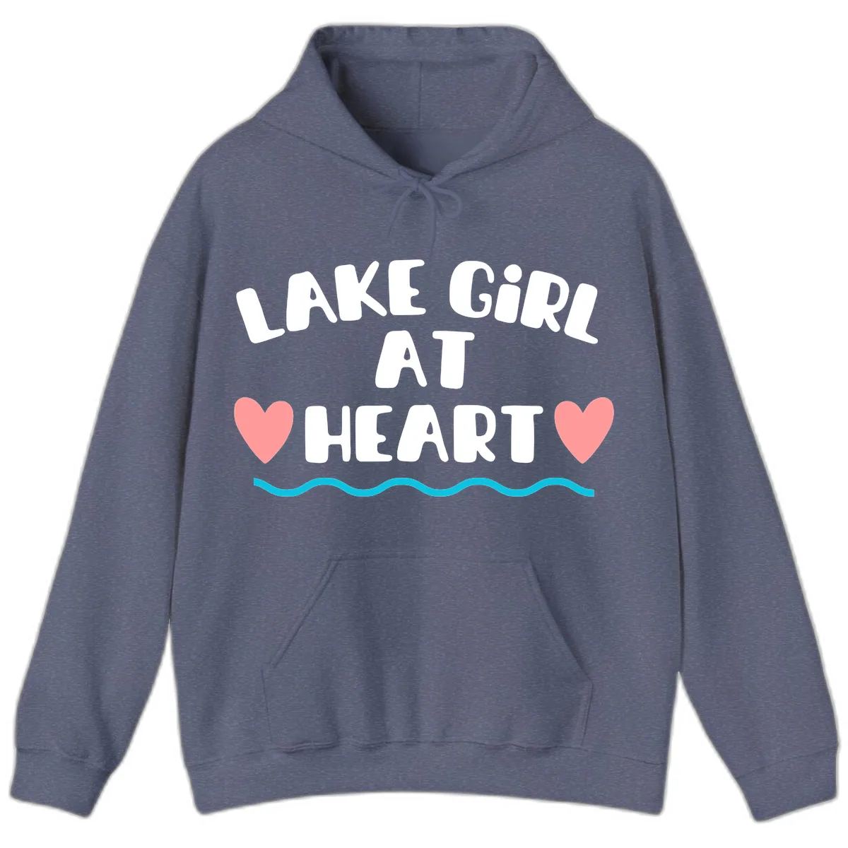 Lake Girl At Heart Design Hoodie in Heather Navy