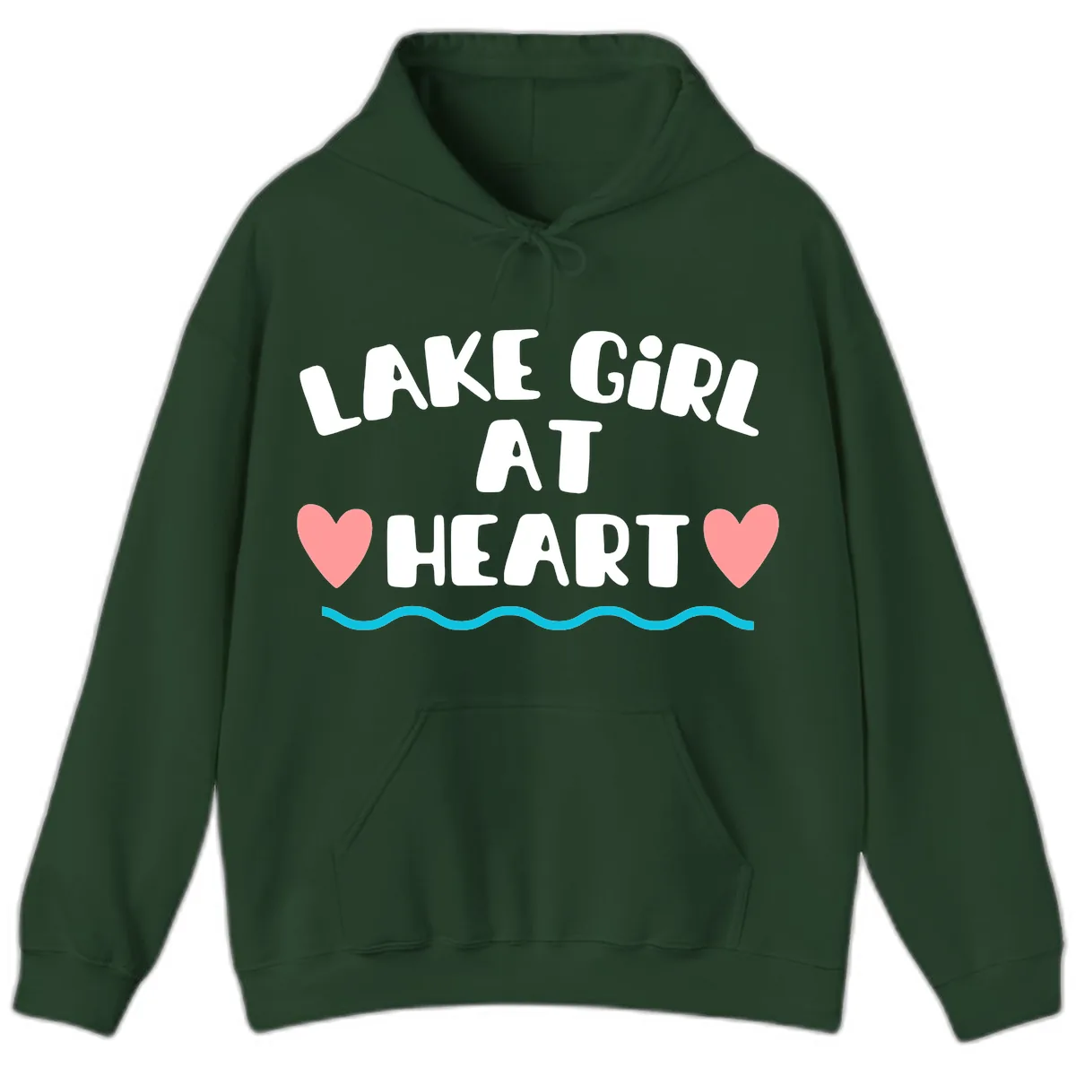 Lake Girl At Heart Design Hoodie in Forest Green