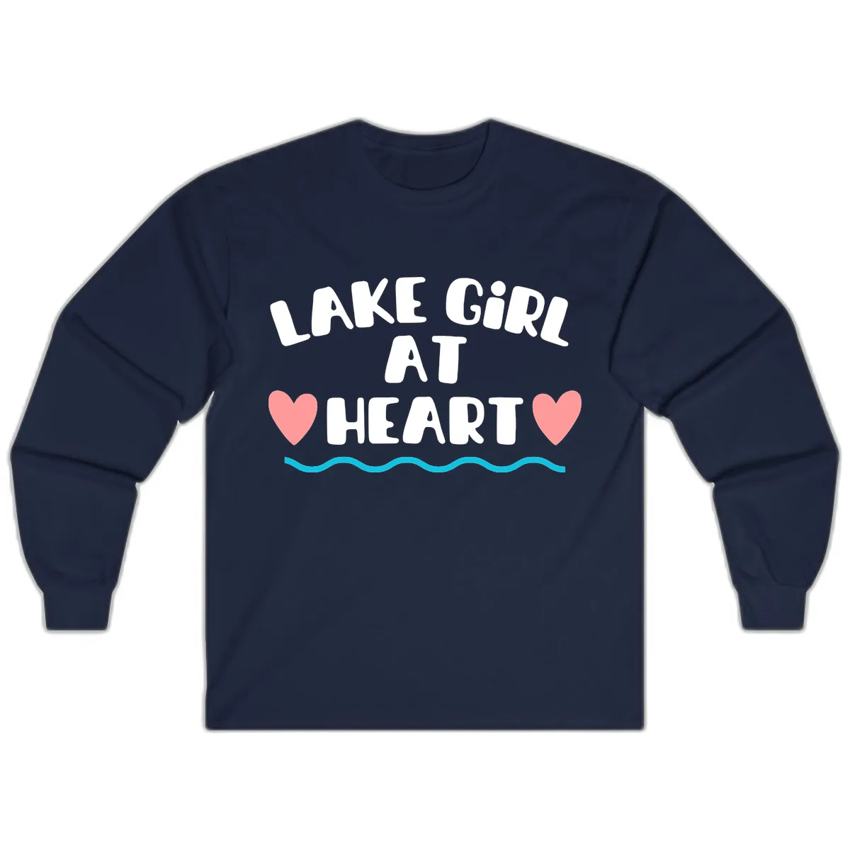 Lake Girl At Heart Design Long Sleeve in Navy