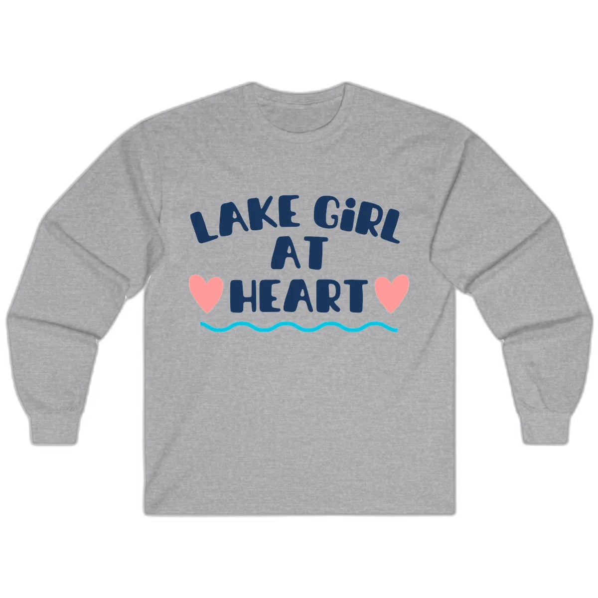 Lake Girl At Heart Design Long Sleeve in Sport Grey