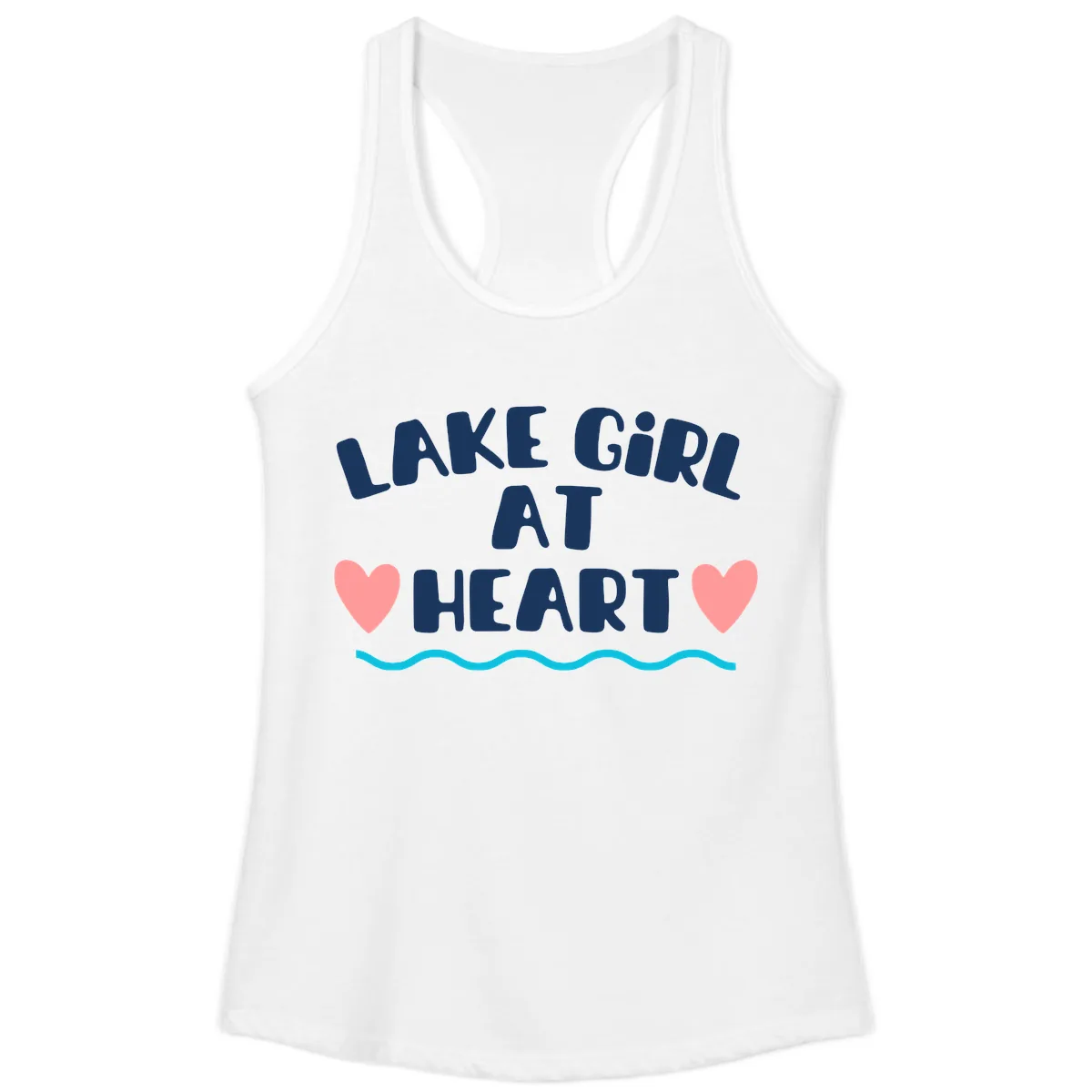 Lake Girl At Heart Design Ladies Tank in White