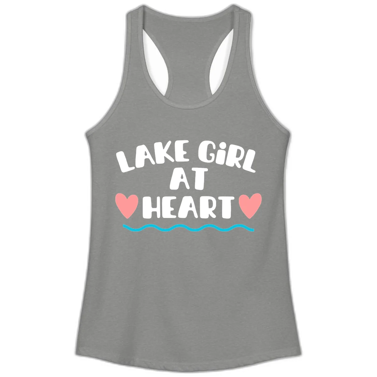 Lake Girl At Heart Design Ladies Tank in Heather Grey