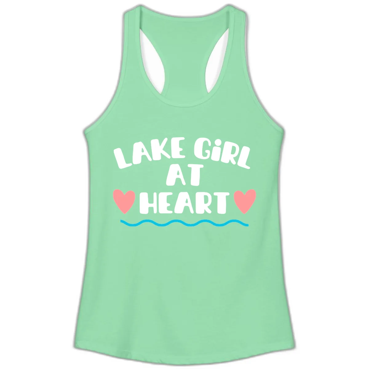 Lake Girl At Heart Design Ladies Tank in Solid Mint