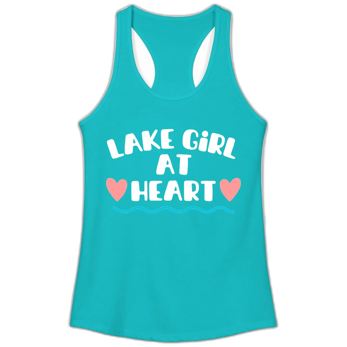 Lake Girl At Heart Design Ladies Tank in Tahiti Blue