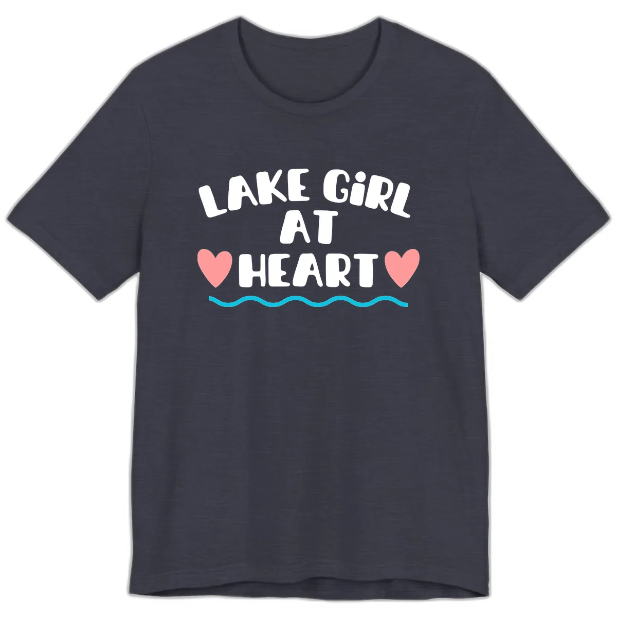 Lake Girl At Heart Design Premium T-Shirt in Heather Midnight Navy