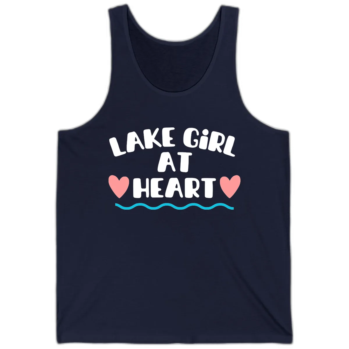 Lake Girl At Heart Design Tank in Navy