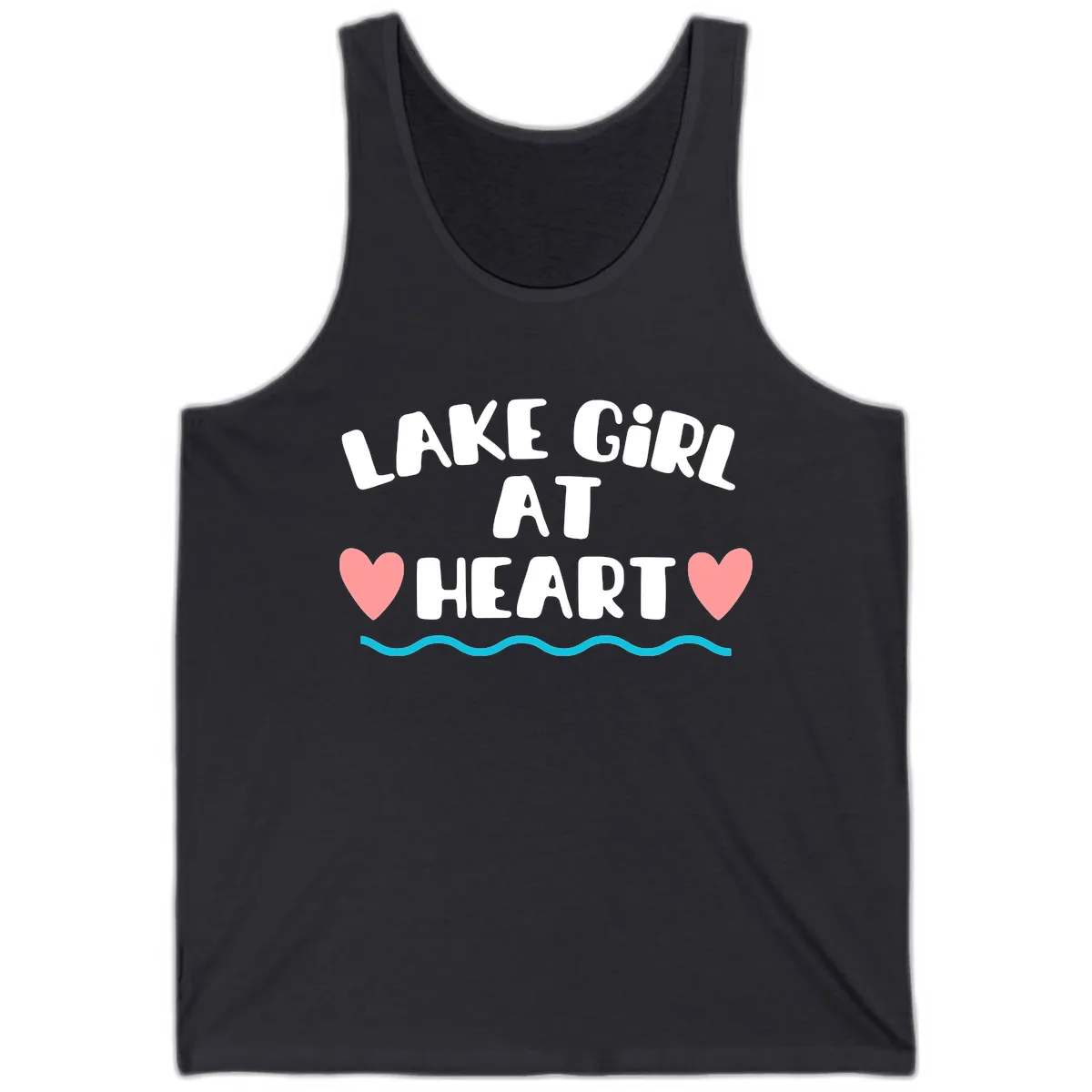 Lake Girl At Heart Design Tank in Dark Grey