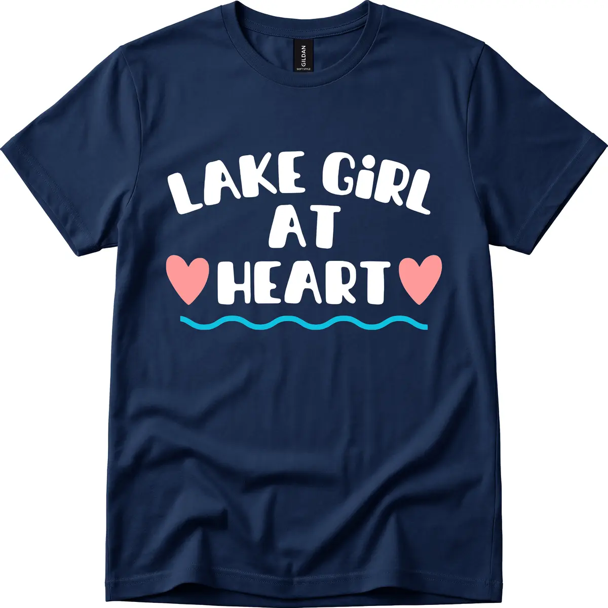 Lake Girl At Heart Design T-Shirt in Navy