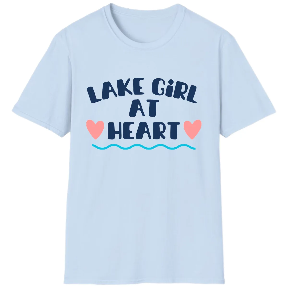 Lake Girl At Heart Design T-Shirt in Light Blue