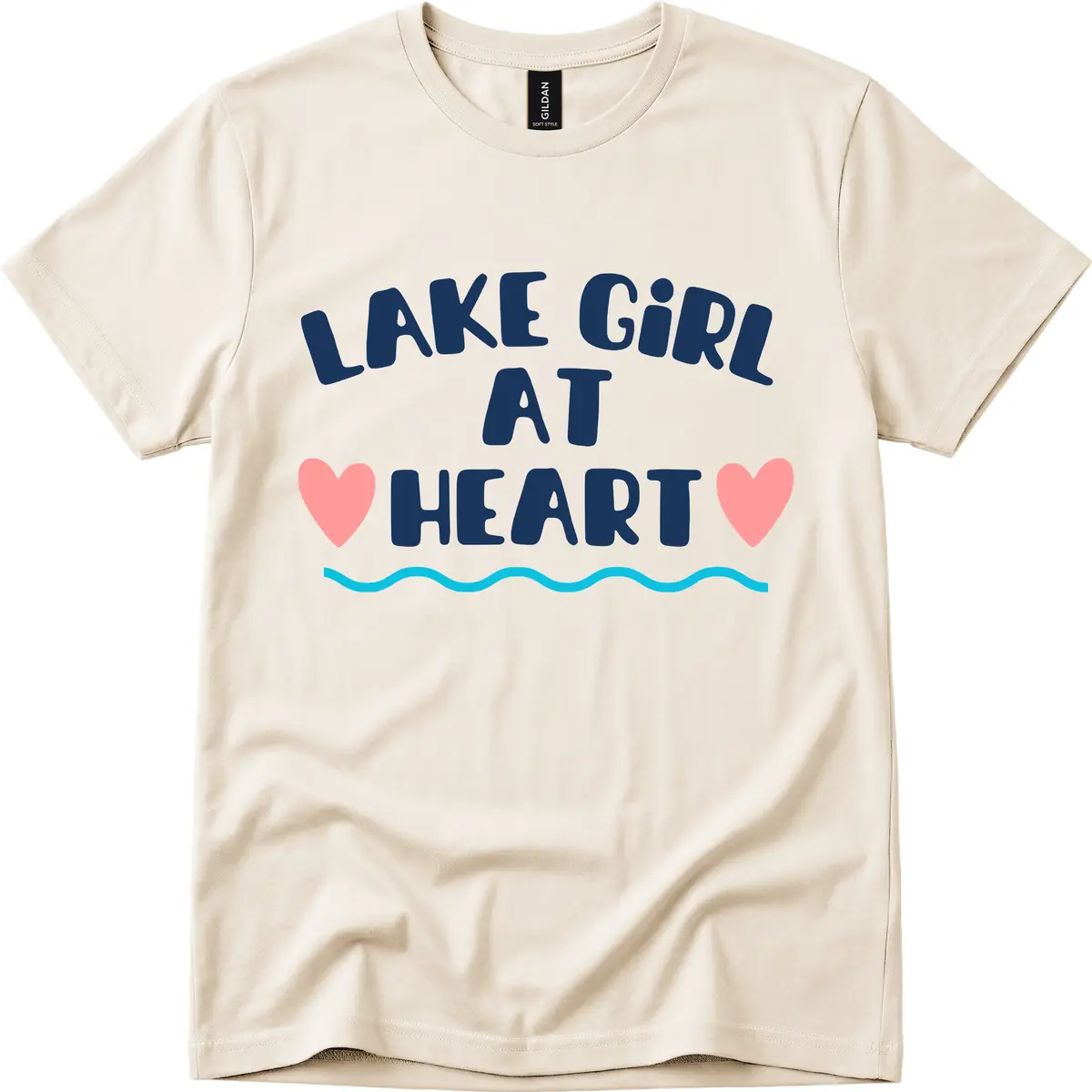 Lake Girl At Heart Design T-Shirt in Natural