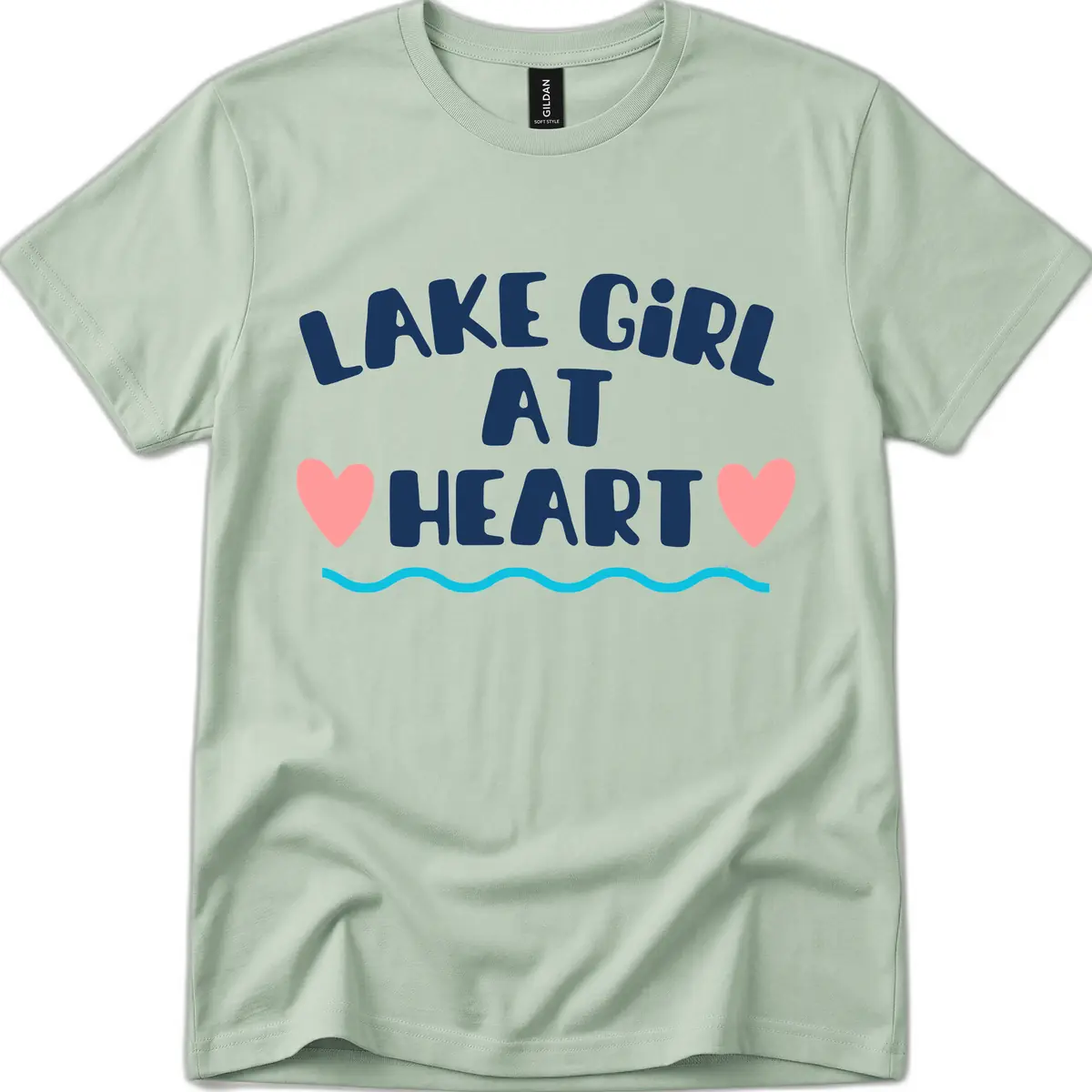 Lake Girl At Heart Design T-Shirt in Sage