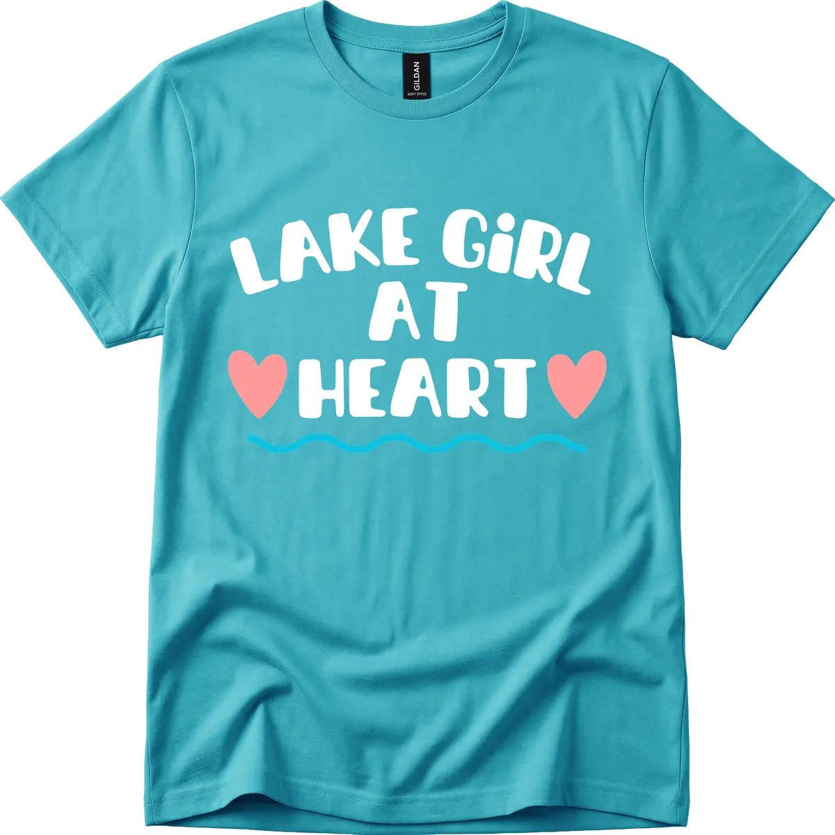 Lake Girl At Heart Design T-Shirt in Tropical Blue