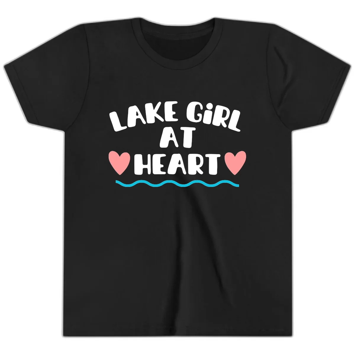 Lake Girl At Heart Design Youth T-Shirt in Black