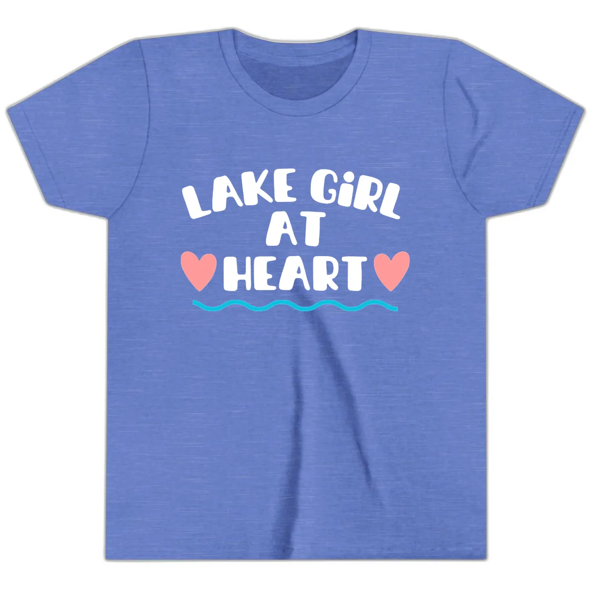 Lake Girl At Heart Design Youth T-Shirt in Heather Columbia Blue