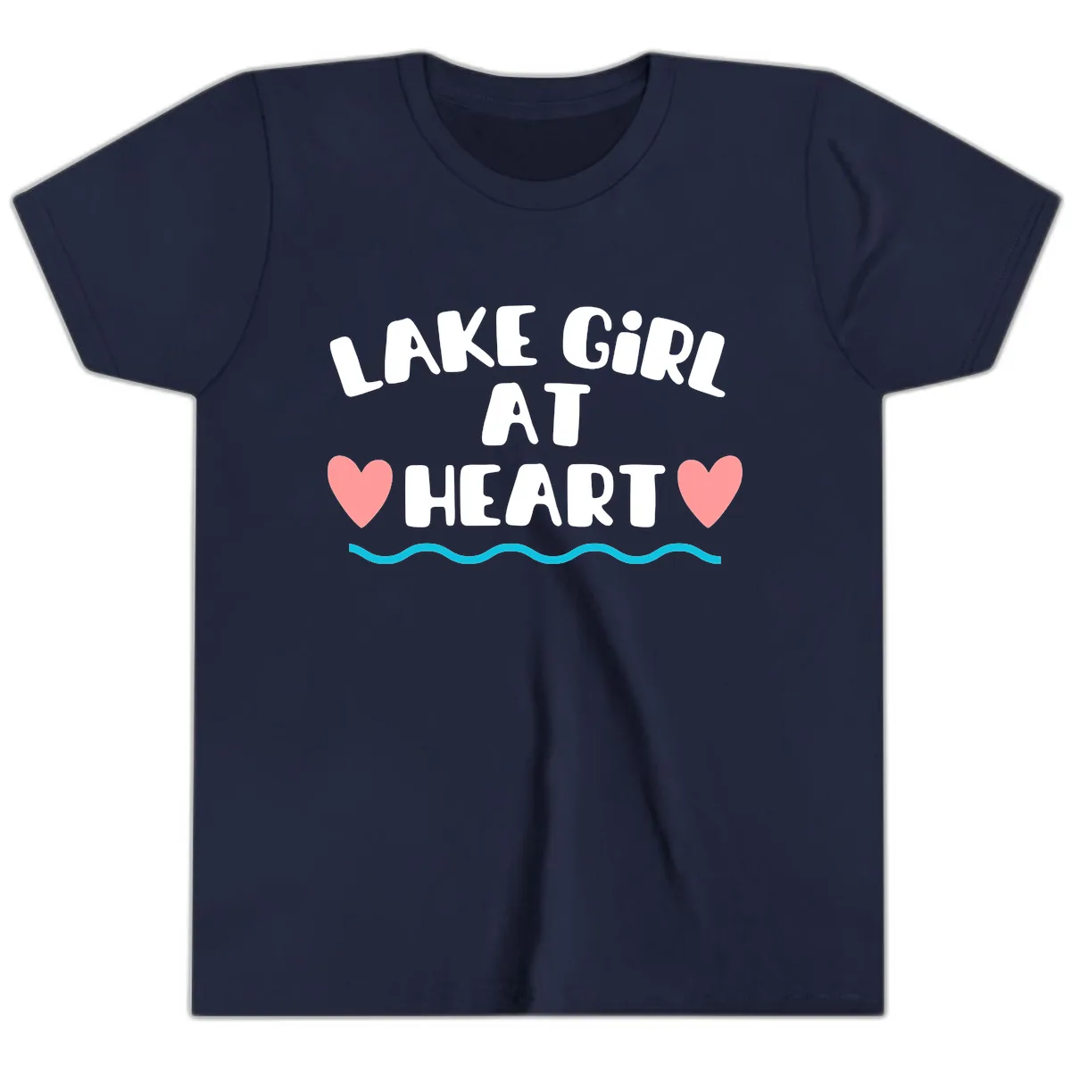 Lake Girl At Heart Design Youth T-Shirt in Navy