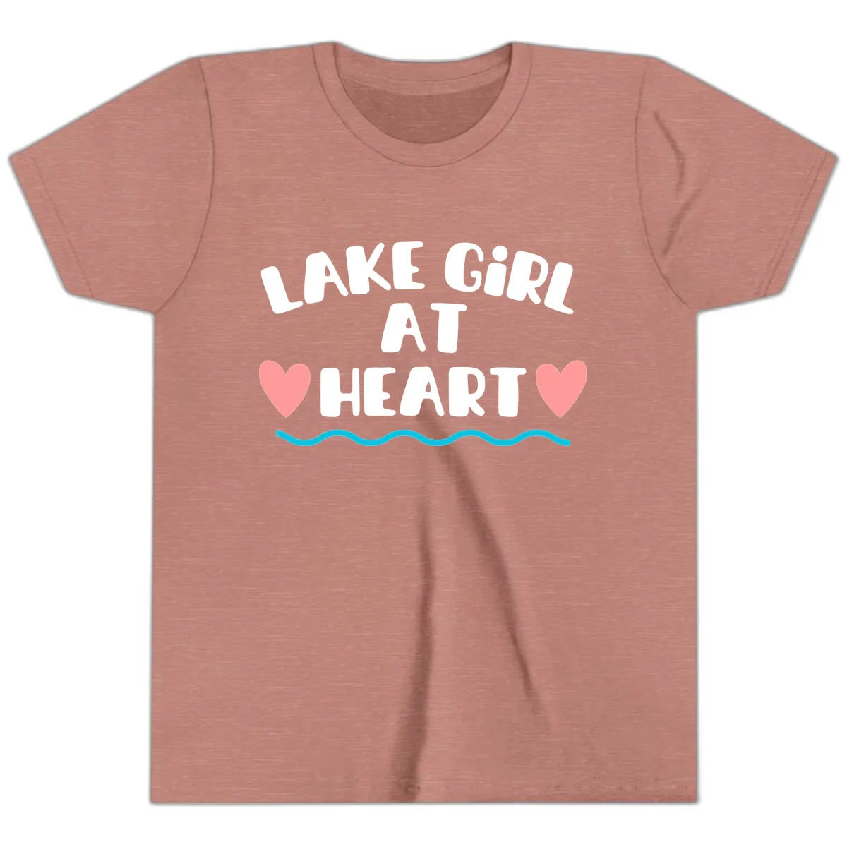 Lake Girl At Heart Design Youth T-Shirt in Heather Mauve