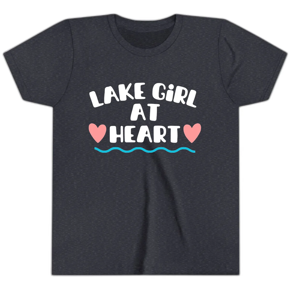 Lake Girl At Heart Design Youth T-Shirt in Heather Navy