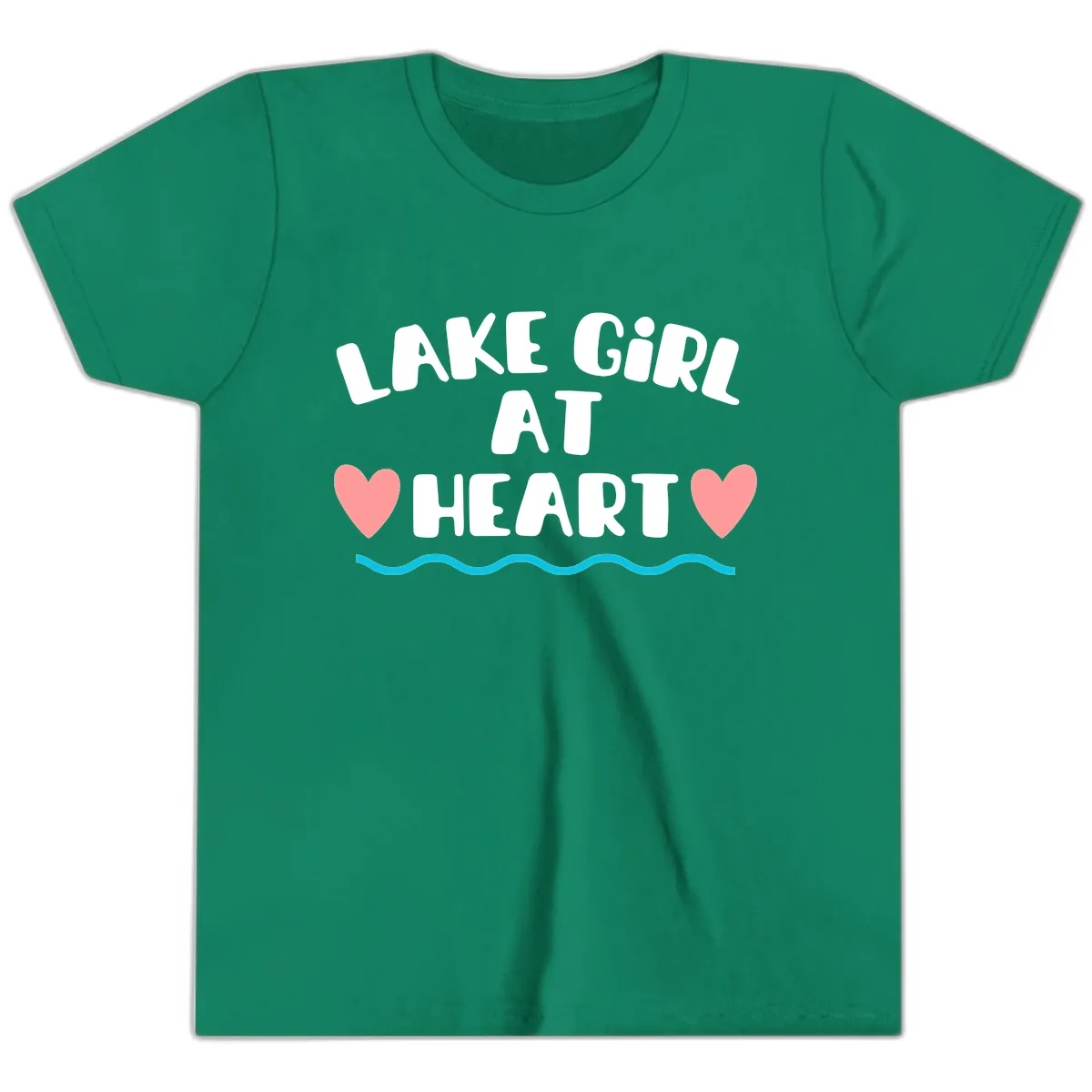 Lake Girl At Heart Design Youth T-Shirt in Kelly
