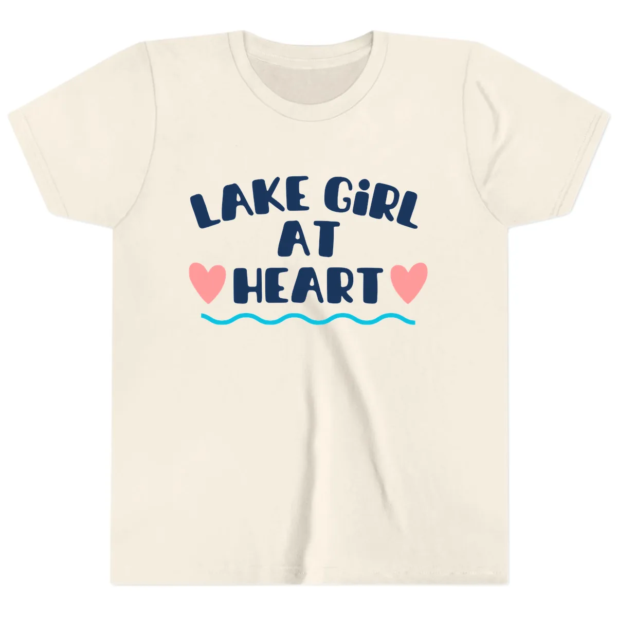 Lake Girl At Heart Design Youth T-Shirt in Natural