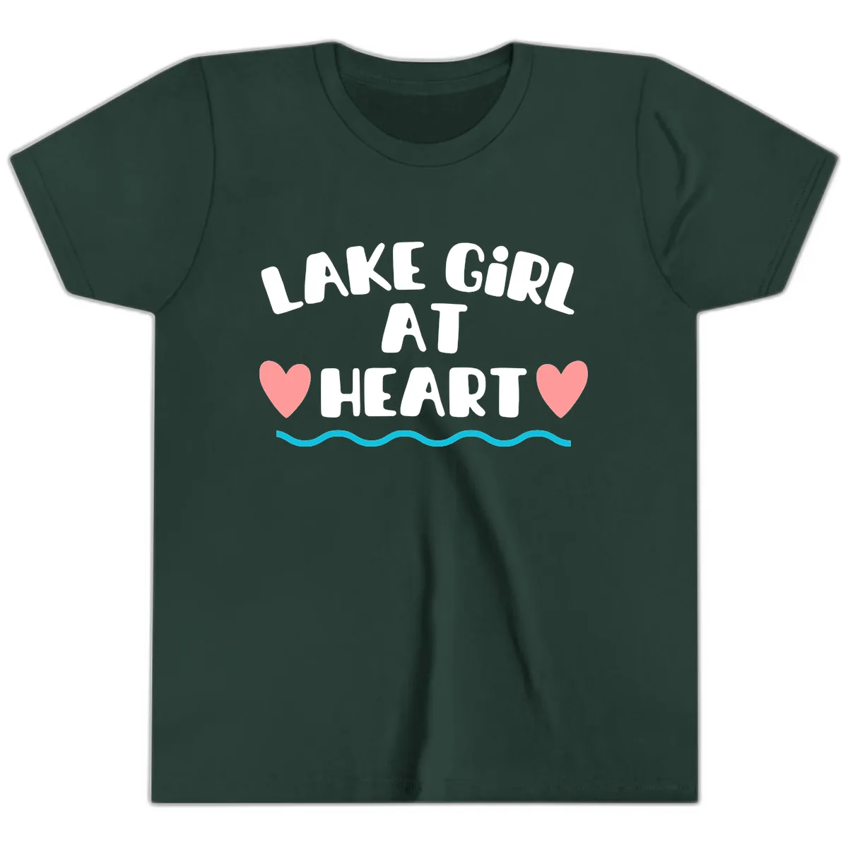 Lake Girl At Heart Design Youth T-Shirt in Forest