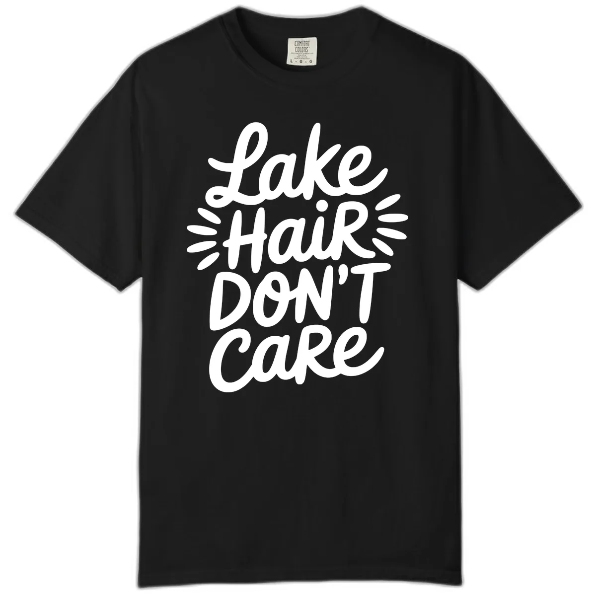 Lake Hair Don't Care Typography Design Comfort Color in Black