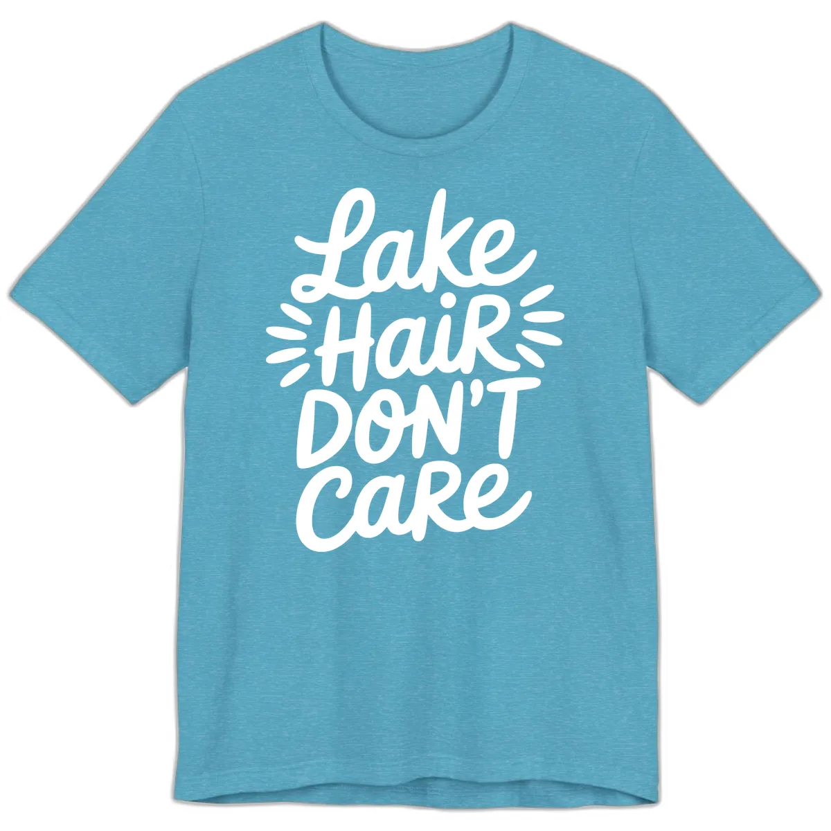 Lake Hair Don't Care Typography Design Premium T-Shirt in Heather Aqua