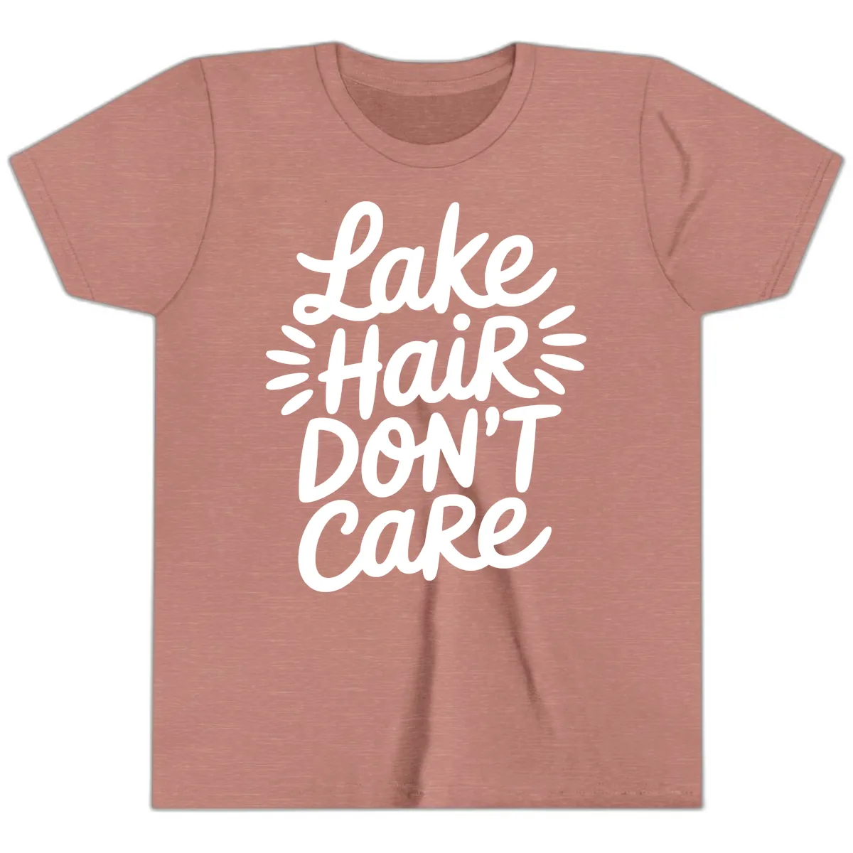 Lake Hair Don't Care Typography Design Youth T-Shirt in Heather Mauve