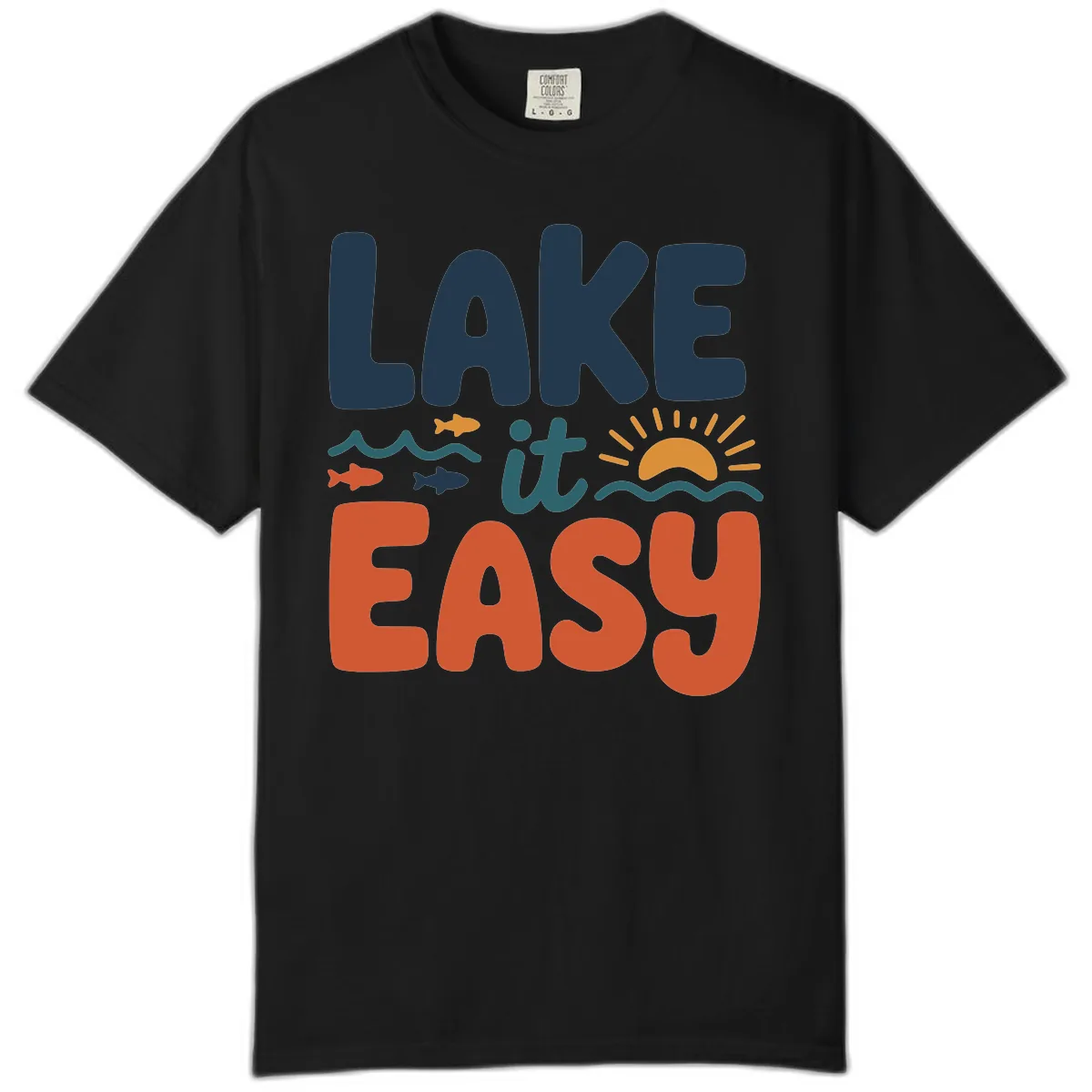 Lake It Easy Lifestyle Graphic Comfort Color in Black
