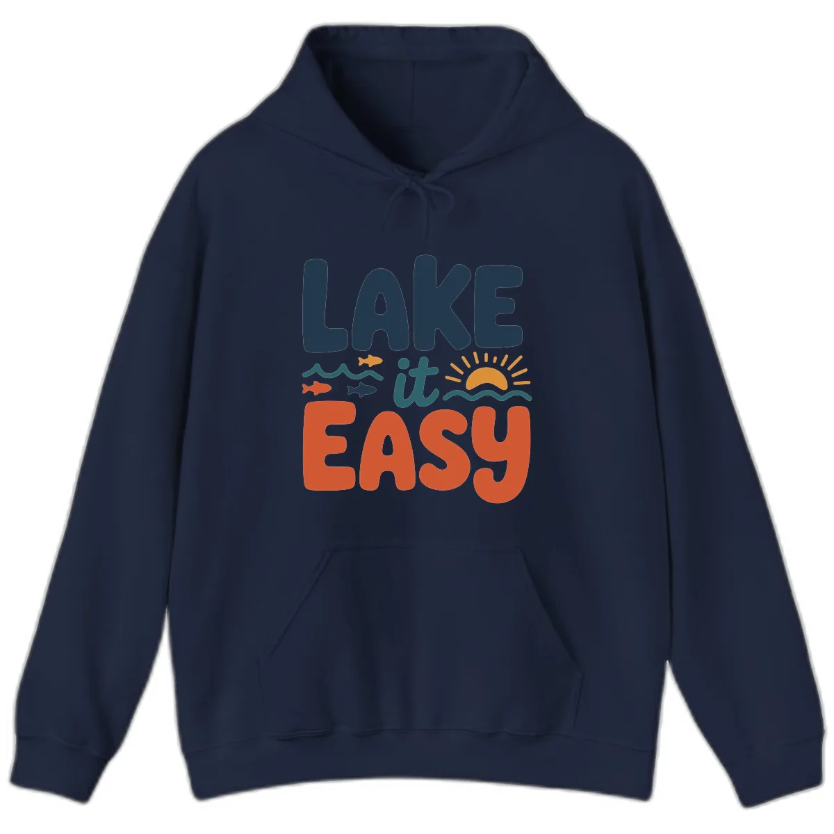 Lake It Easy Lifestyle Graphic Hoodie in Navy