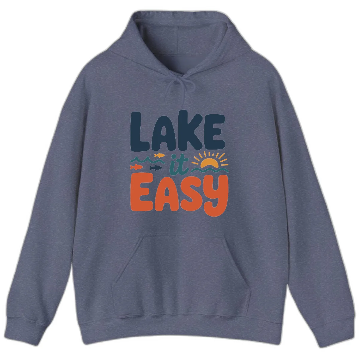 Lake It Easy Lifestyle Graphic Hoodie in Heather Navy