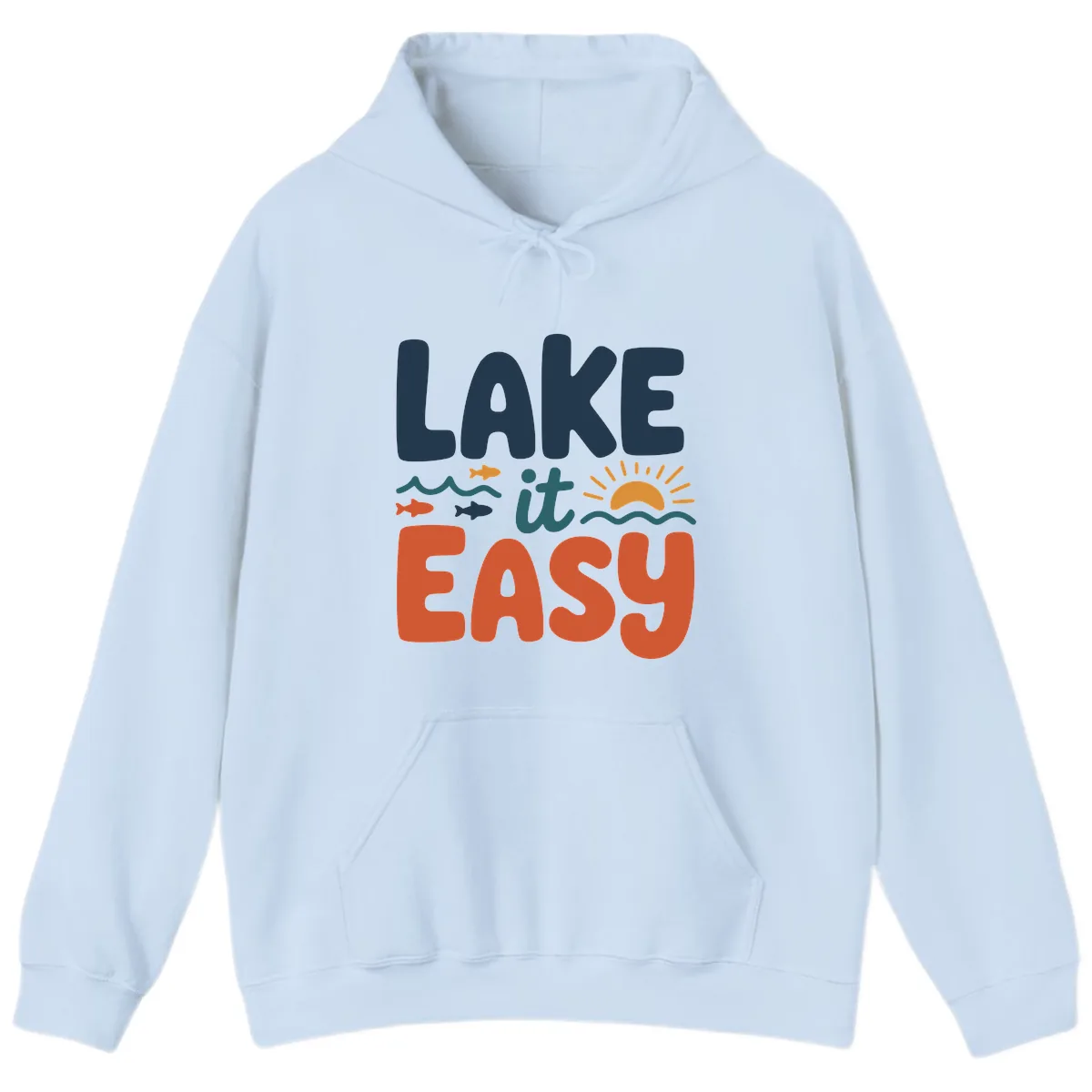 Lake It Easy Lifestyle Graphic Hoodie in Light Blue