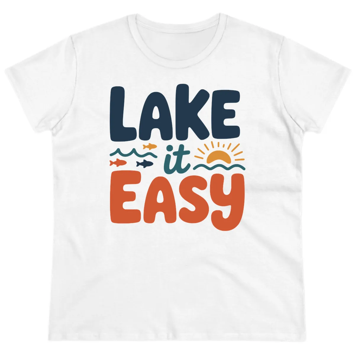 Lake It Easy Lifestyle Graphic Ladies Tee in White