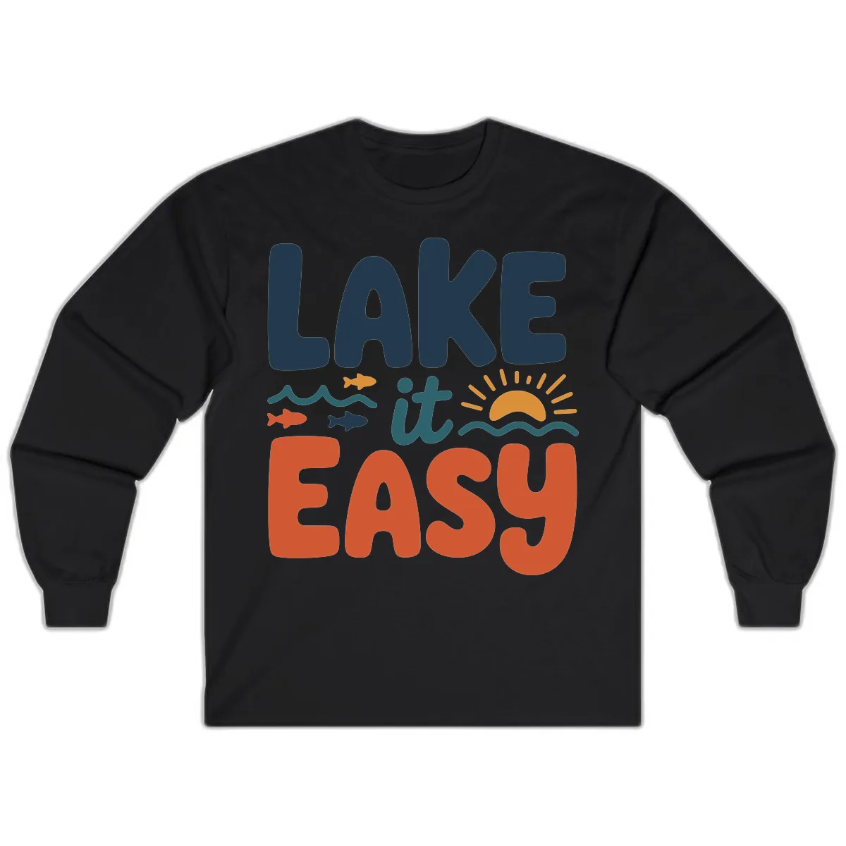 Lake It Easy Lifestyle Graphic Long Sleeve in Black