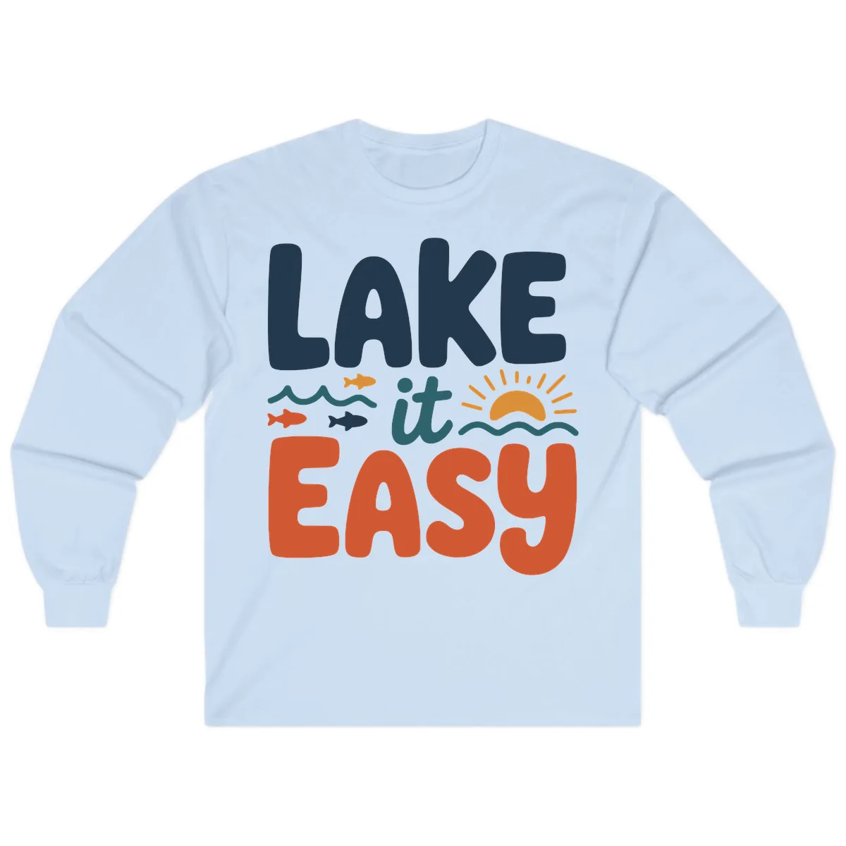 Lake It Easy Lifestyle Graphic Long Sleeve in Light Blue
