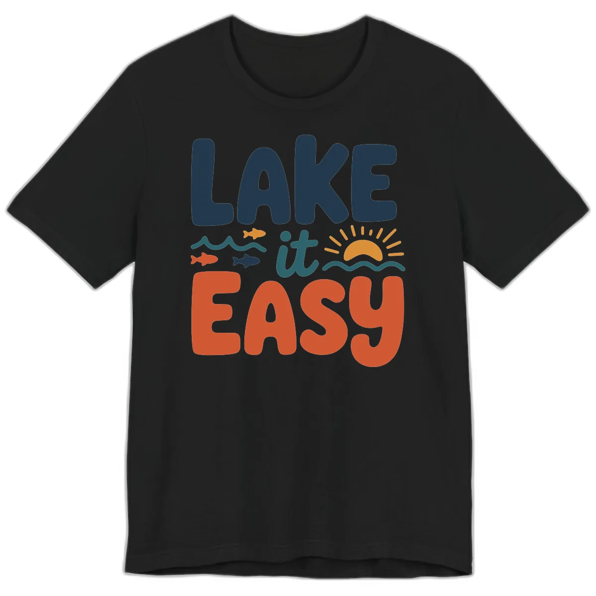 Lake It Easy Lifestyle Graphic Premium T-Shirt in Black