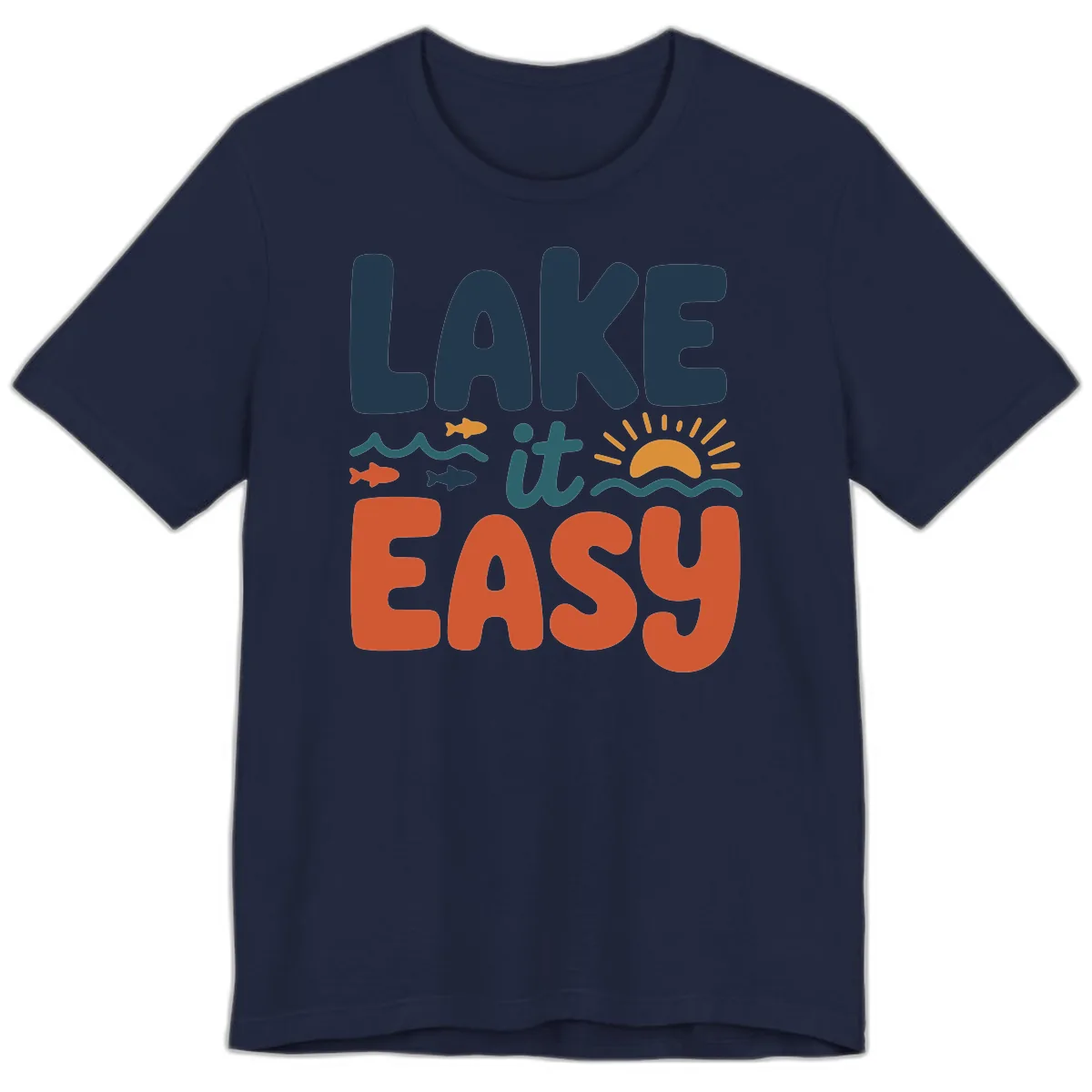 Lake It Easy Lifestyle Graphic Premium T-Shirt in Navy