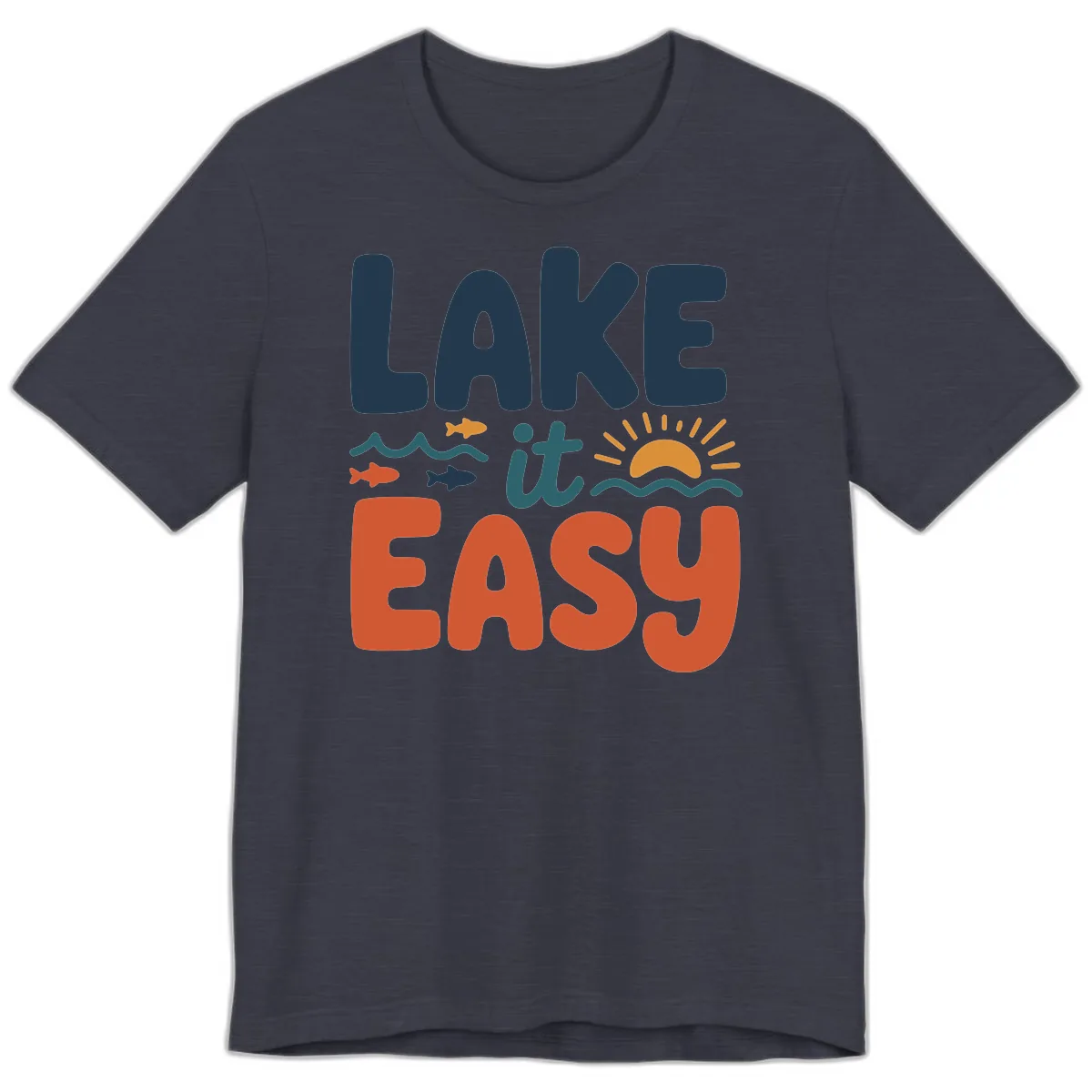 Lake It Easy Lifestyle Graphic Premium T-Shirt in Heather Midnight Navy
