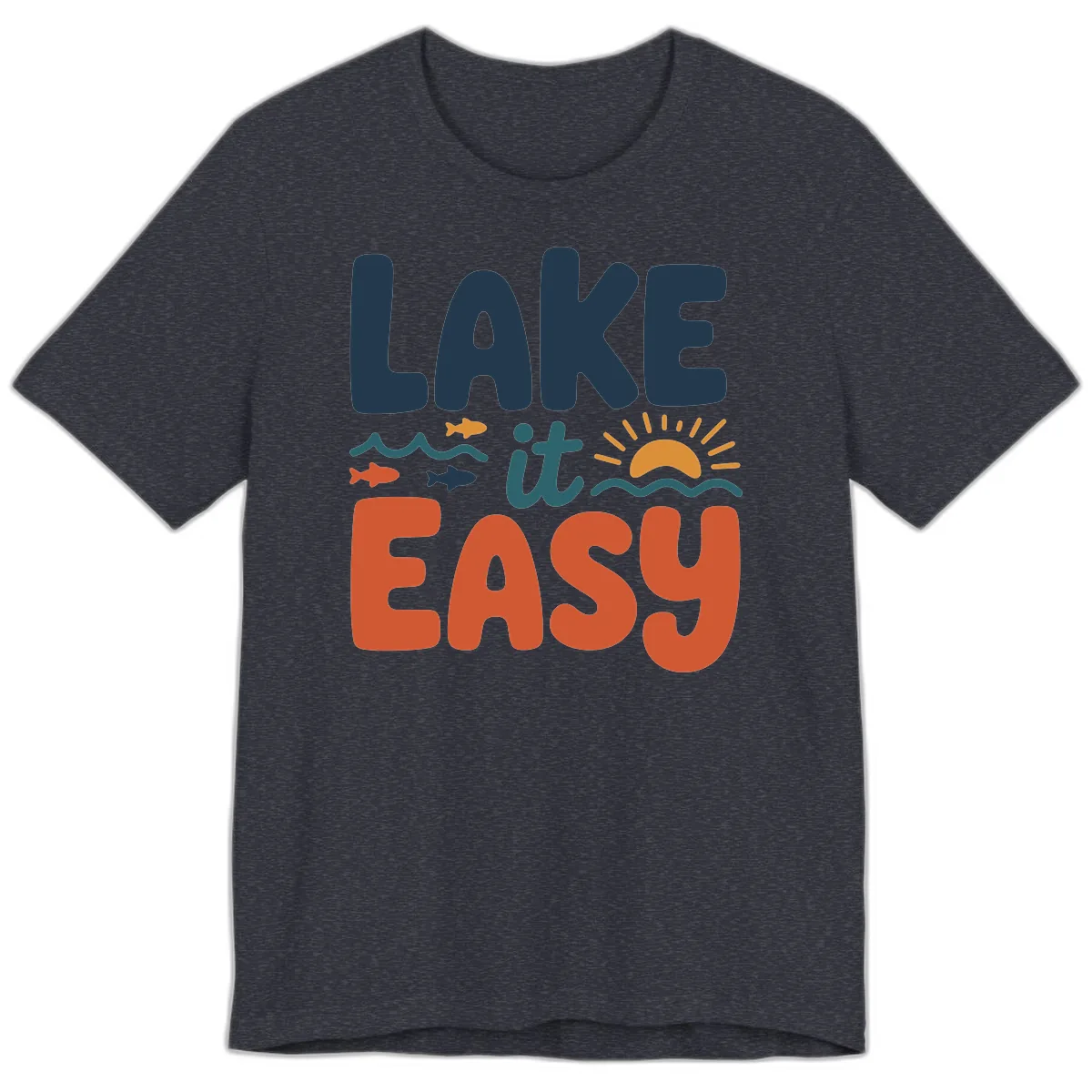 Lake It Easy Lifestyle Graphic Premium T-Shirt in Heather Navy