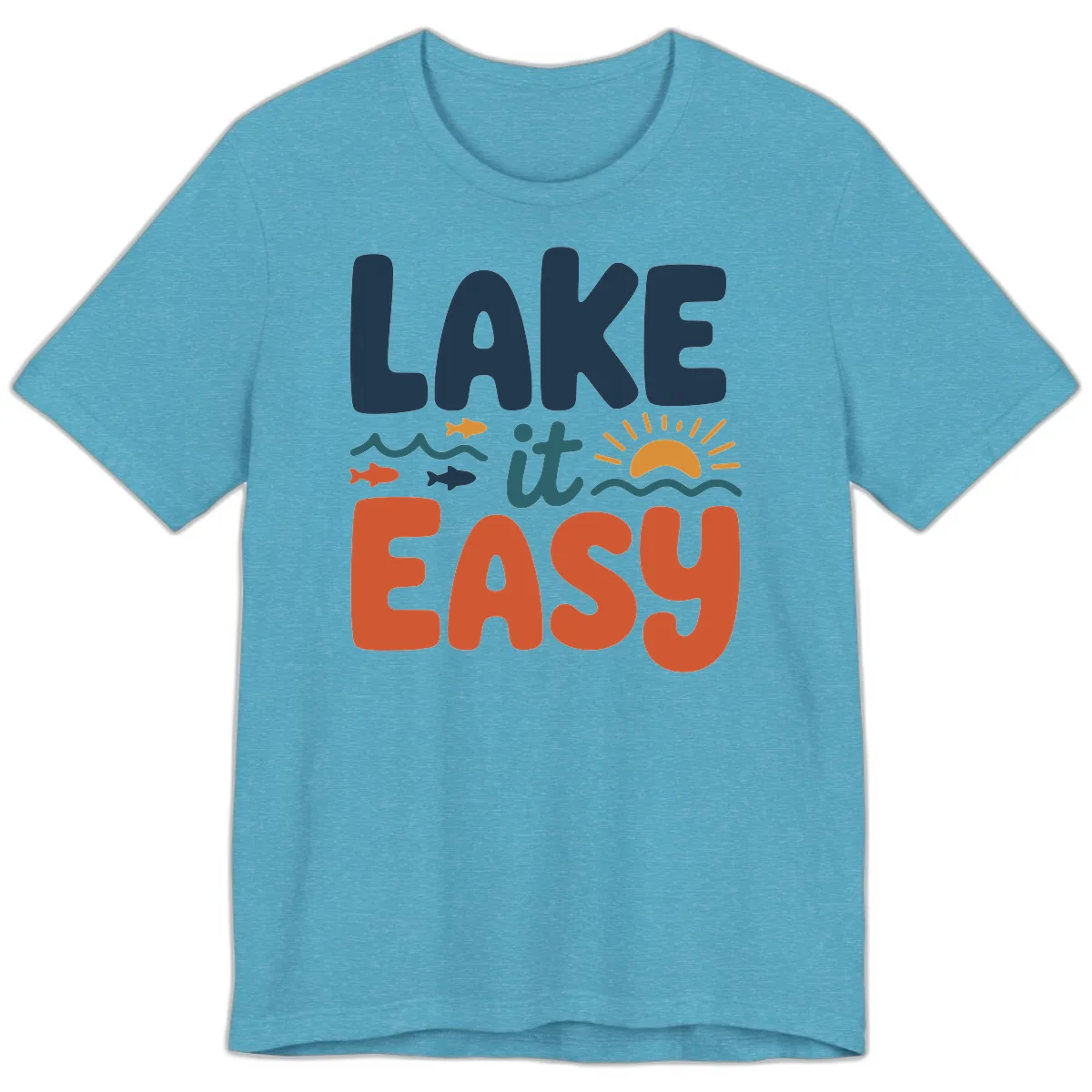 Lake It Easy Lifestyle Graphic Premium T-Shirt in Heather Aqua