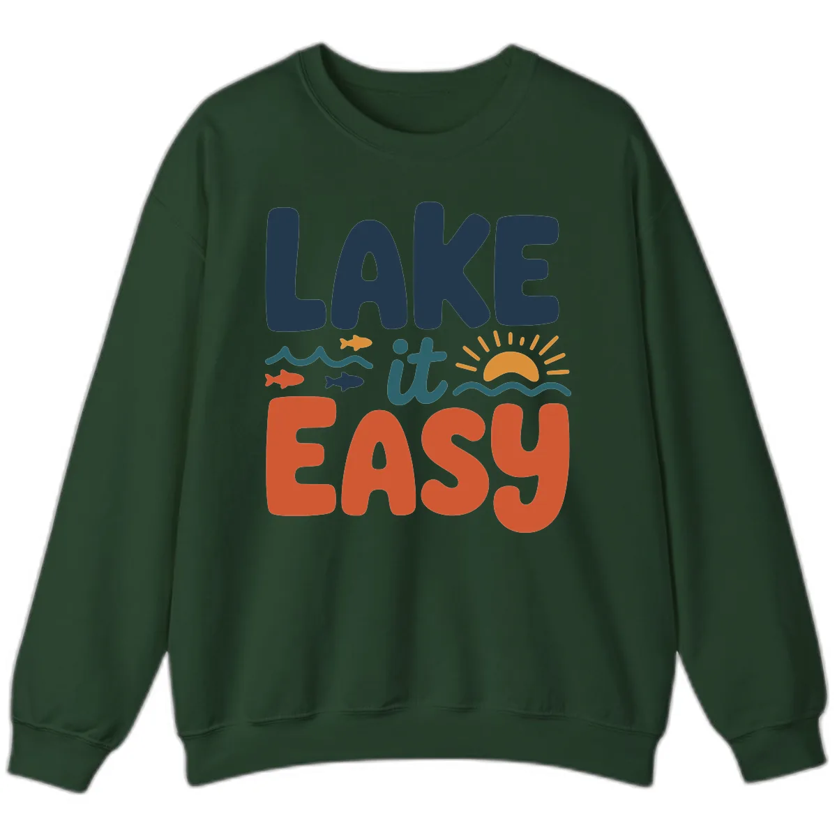 Lake It Easy Lifestyle Graphic Sweatshirt in Forest Green
