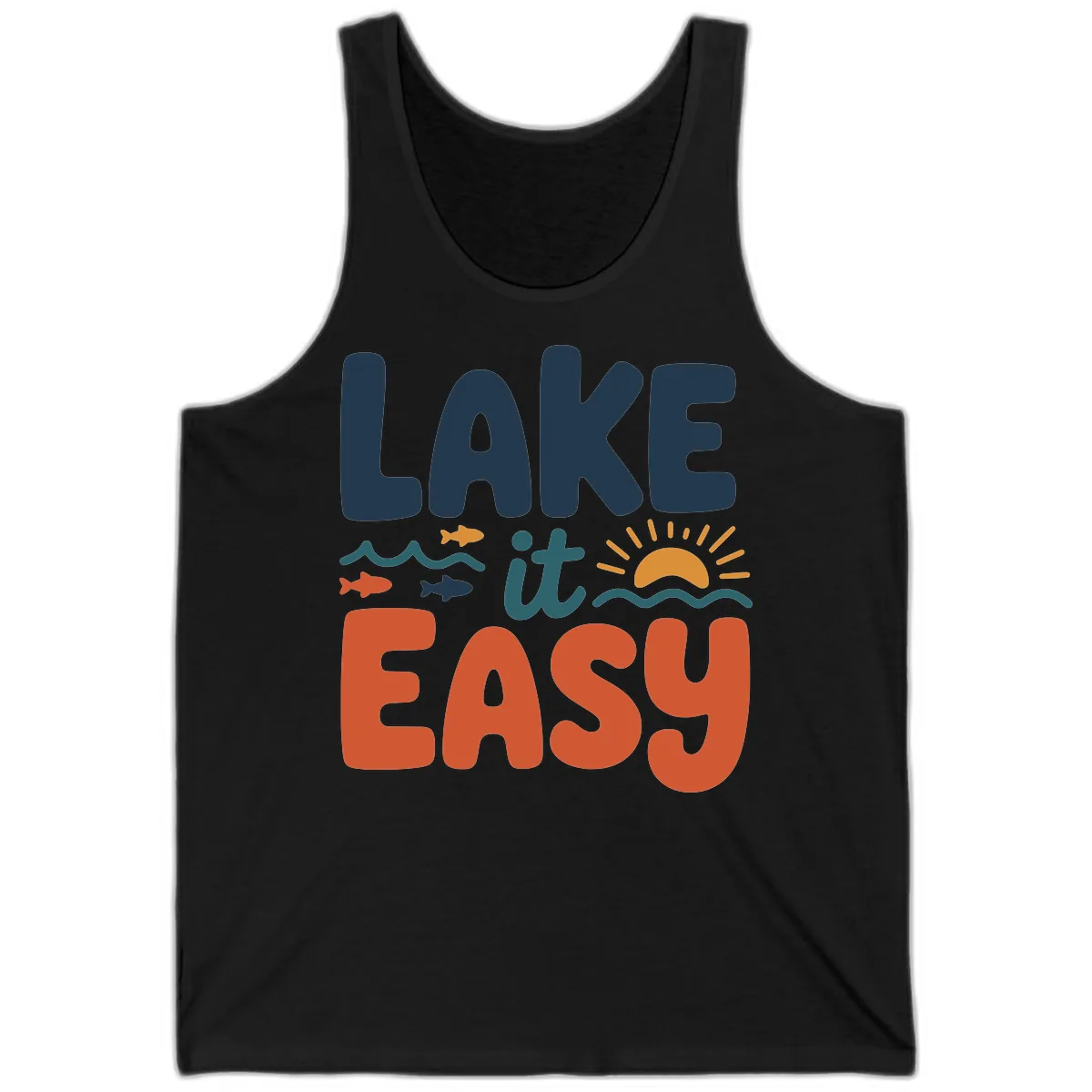Lake It Easy Lifestyle Graphic Tank in Black