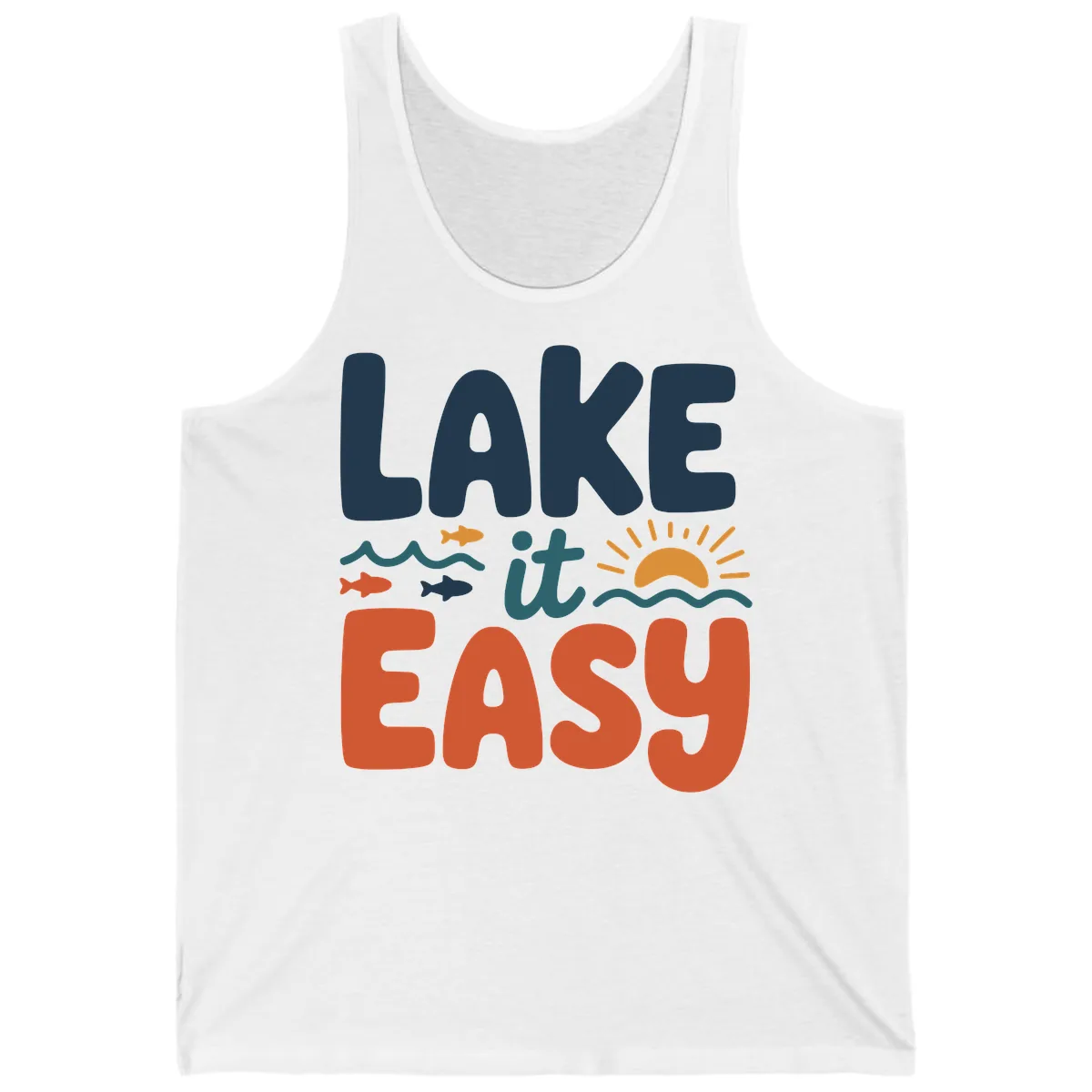 Lake It Easy Lifestyle Graphic Tank in White