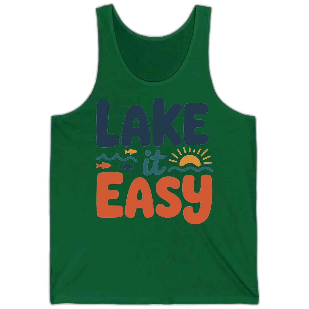 Lake It Easy Lifestyle Graphic Tank in Kelly