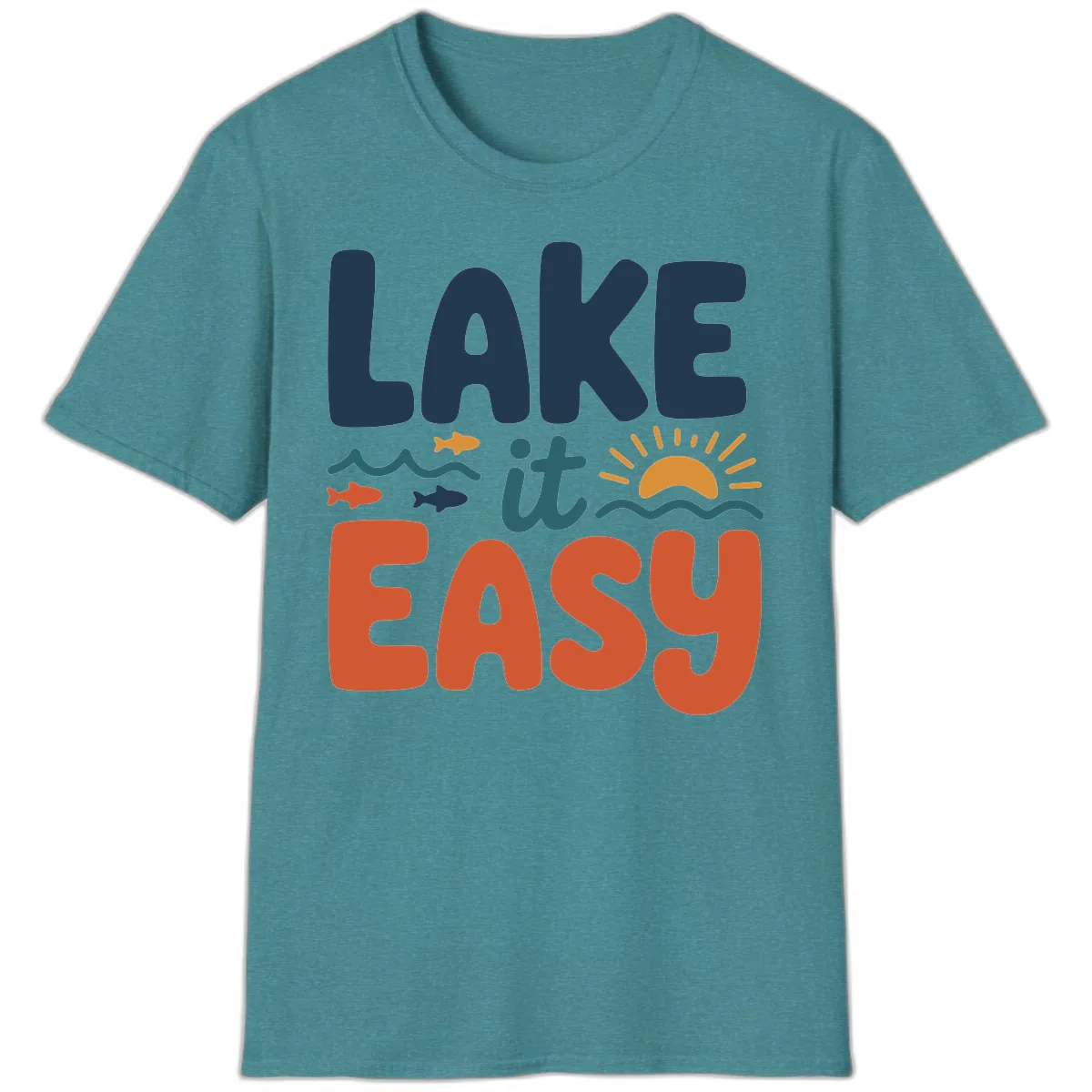 Lake It Easy Lifestyle Graphic T-Shirt in Heather Galapagos Blue