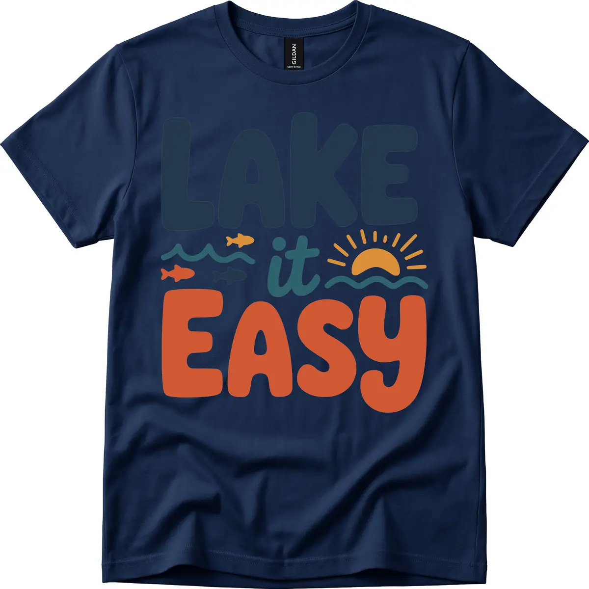 Lake It Easy Lifestyle Graphic T-Shirt in Navy