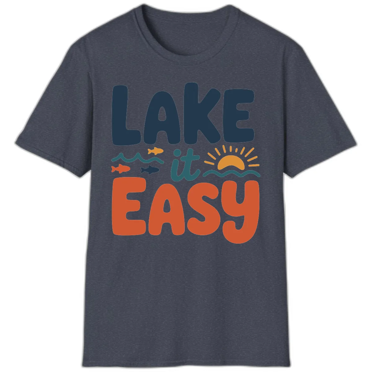 Lake It Easy Lifestyle Graphic T-Shirt in Heather Navy