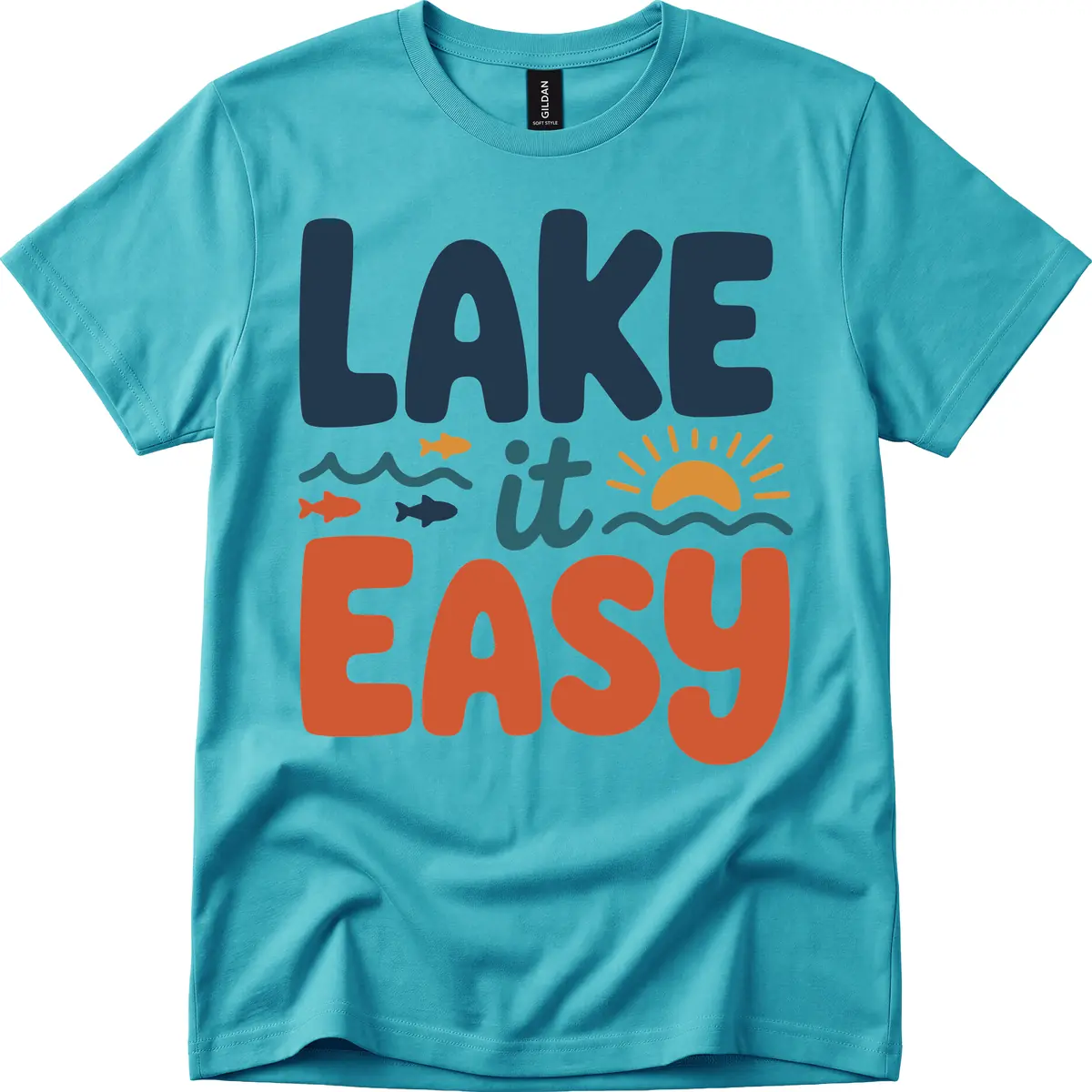 Lake It Easy Lifestyle Graphic T-Shirt in Tropical Blue