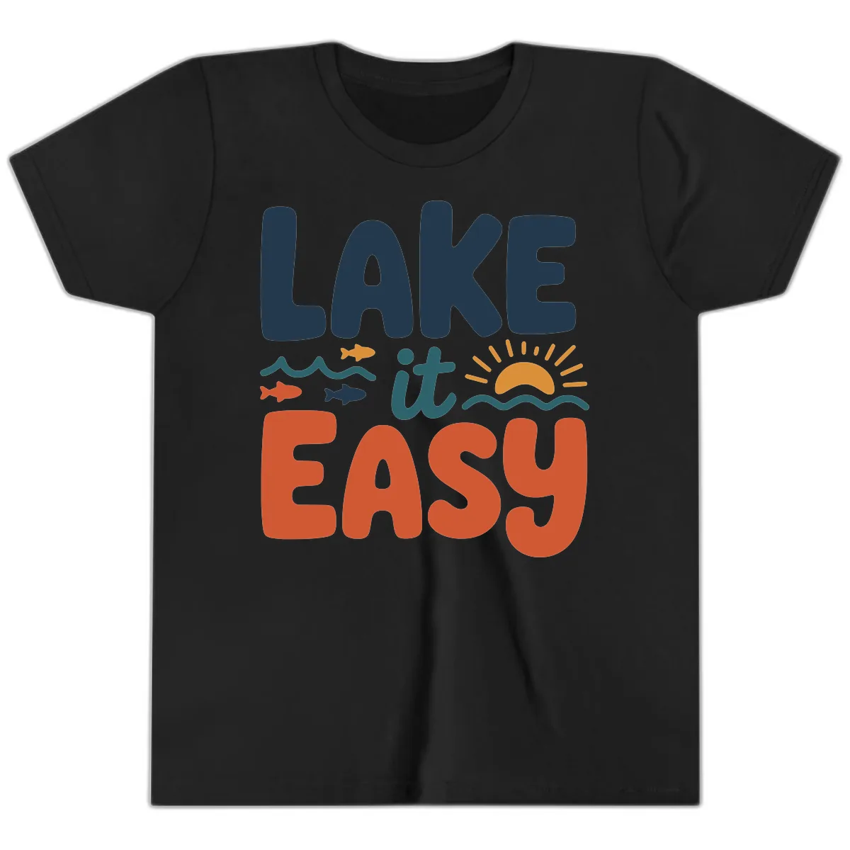 Lake It Easy Lifestyle Graphic Youth T-Shirt in Black