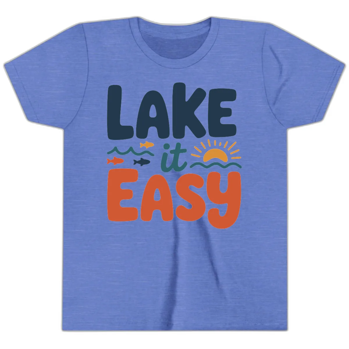 Lake It Easy Lifestyle Graphic Youth T-Shirt in Heather Columbia Blue